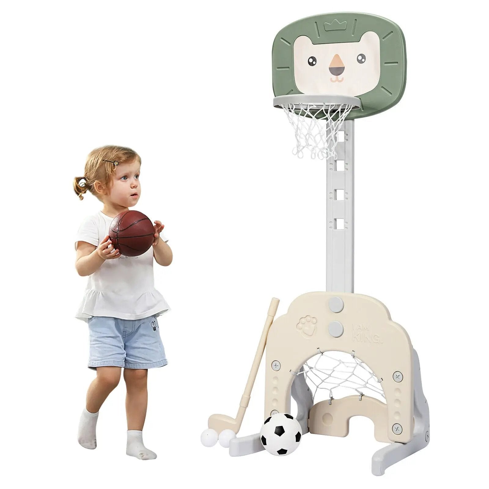 3-in-1 Adjustable Kids Basketball Hoop Sports Set by DirectDeals