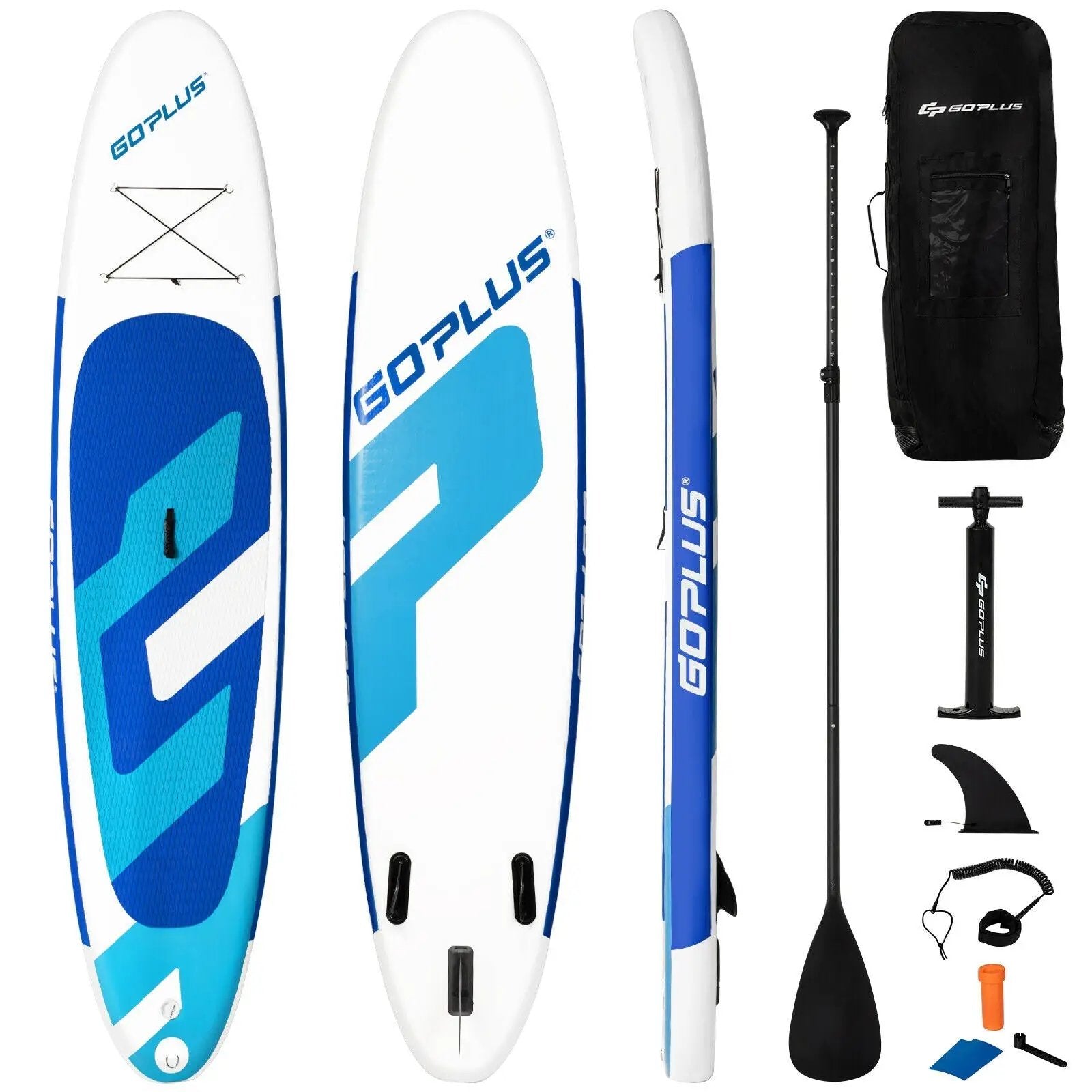 10 Feet Inflatable Stand Up Paddle Board 6 Inches Thick with Backpack Leash Aluminum Paddle by DirectDeals