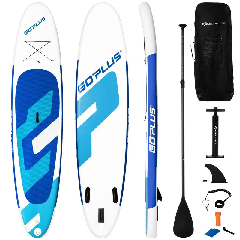 10 Feet Inflatable Stand Up Paddle Board 6 Inches Thick with Backpack Leash Aluminum Paddle by DirectDeals