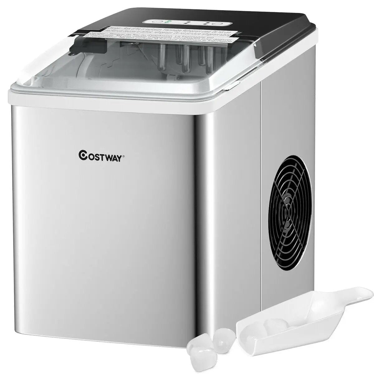 Stainless Steel 26 lbs/24 H Self-Clean Countertop Ice Maker Machine by DirectDeals