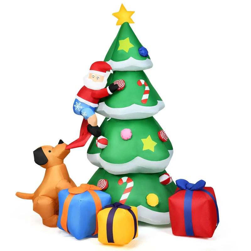7 Feet Inflatable Christmas Tree Santa Decor with LED Lights by DirectDeals