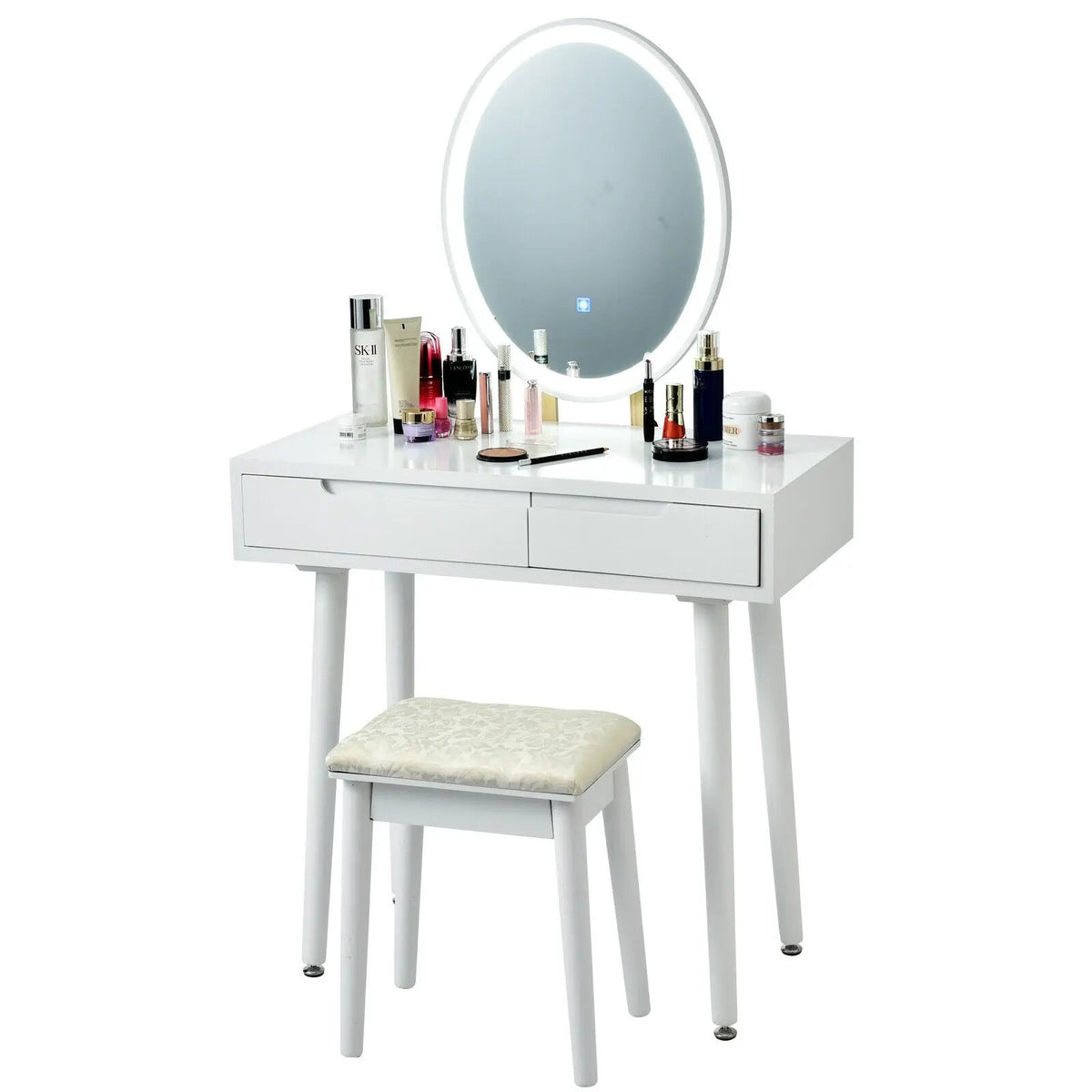 Touch Screen Vanity Makeup Table Stool Set with Lighted Mirror by DirectDeals