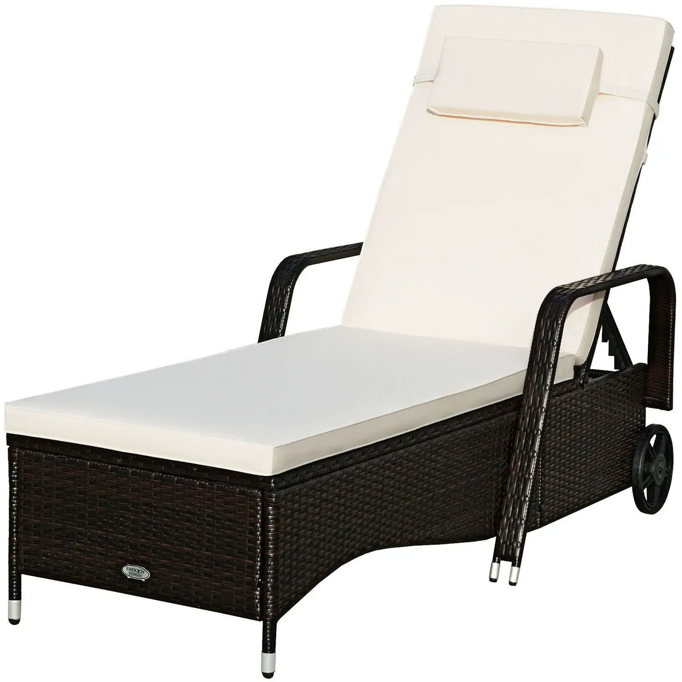 Outdoor Recliner Cushioned Chaise Lounge with Adjustable Backrest by DirectDeals