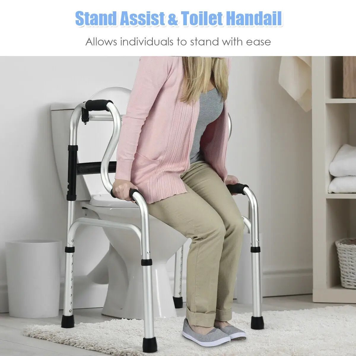 One-Button Folding Aluminum Walking Frame Walker by DirectDeals