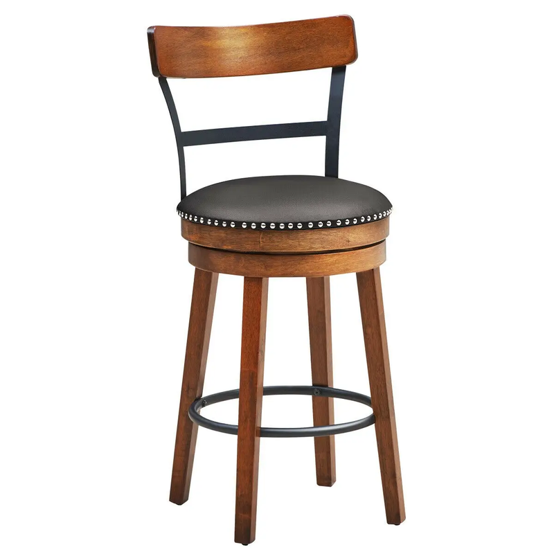 30.5 Inch 360-Degree Swivel Stools with Leather Padded Seat by DirectDeals