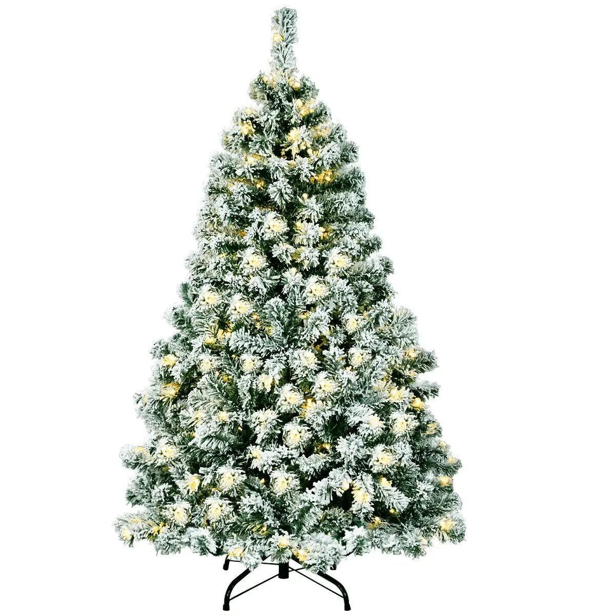 4.5 Feet Pre-Lit Premium Snow Flocked Hinged Artificial Christmas Tree by DirectDeals