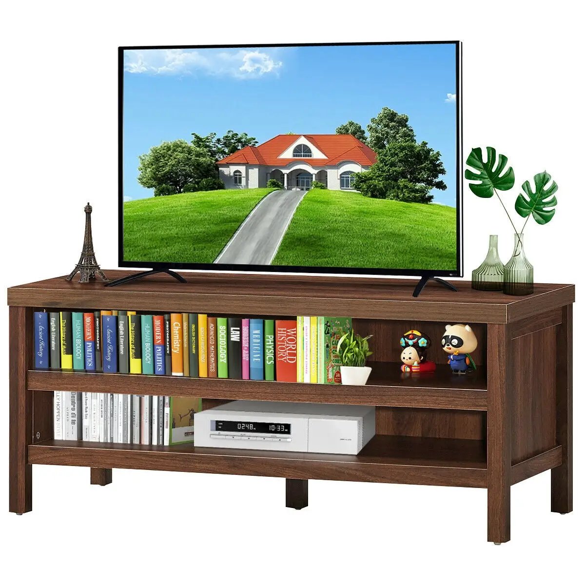 3-Tier TV Stand Console Cabinet for TV's up to 45 Inch with Storage Shelves by DirectDeals