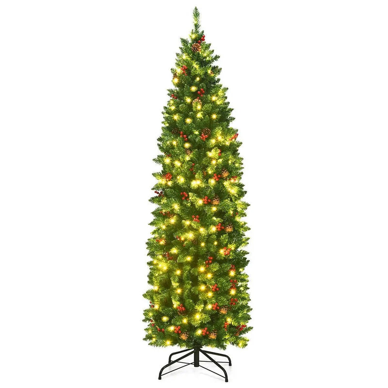 6.5 Feet Pre-lit Hinged Pencil Christmas Tree by DirectDeals