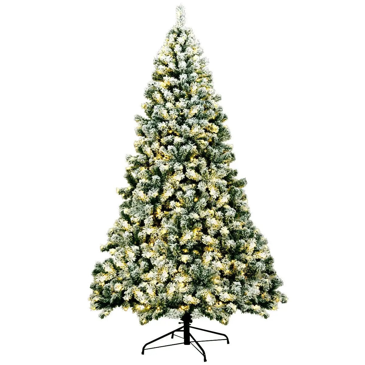 7.5 Feet Pre-Lit Premium Snow Flocked Hinged Artificial Christmas Tree with 550 Lights by DirectDeals