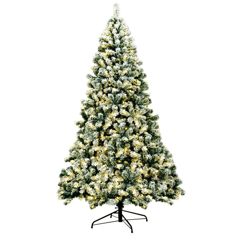 7.5 Feet Pre-Lit Premium Snow Flocked Hinged Artificial Christmas Tree with 550 Lights by DirectDeals