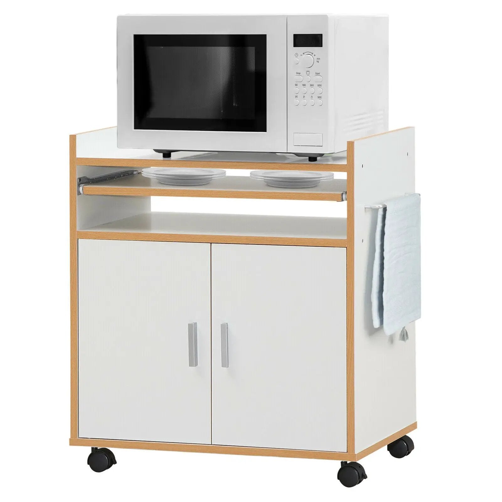 Kitchen Island on Wheels with Removable Shelf and Towel Rack by DirectDeals