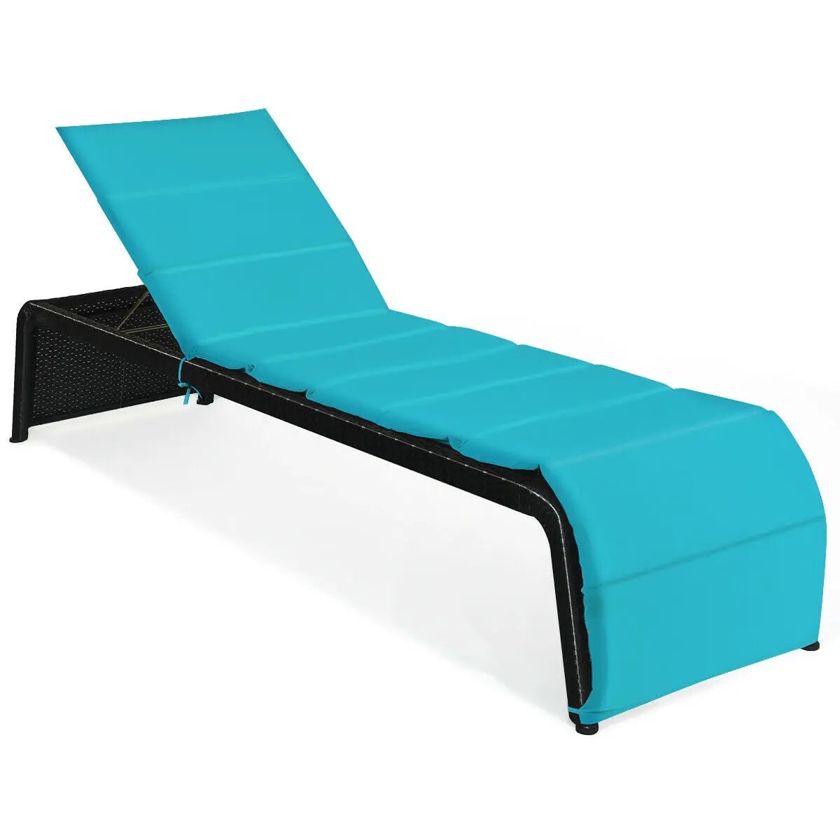Patio Rattan Lounge Chair Back Adjustable Chaise Recliner with Cushioned by DirectDeals