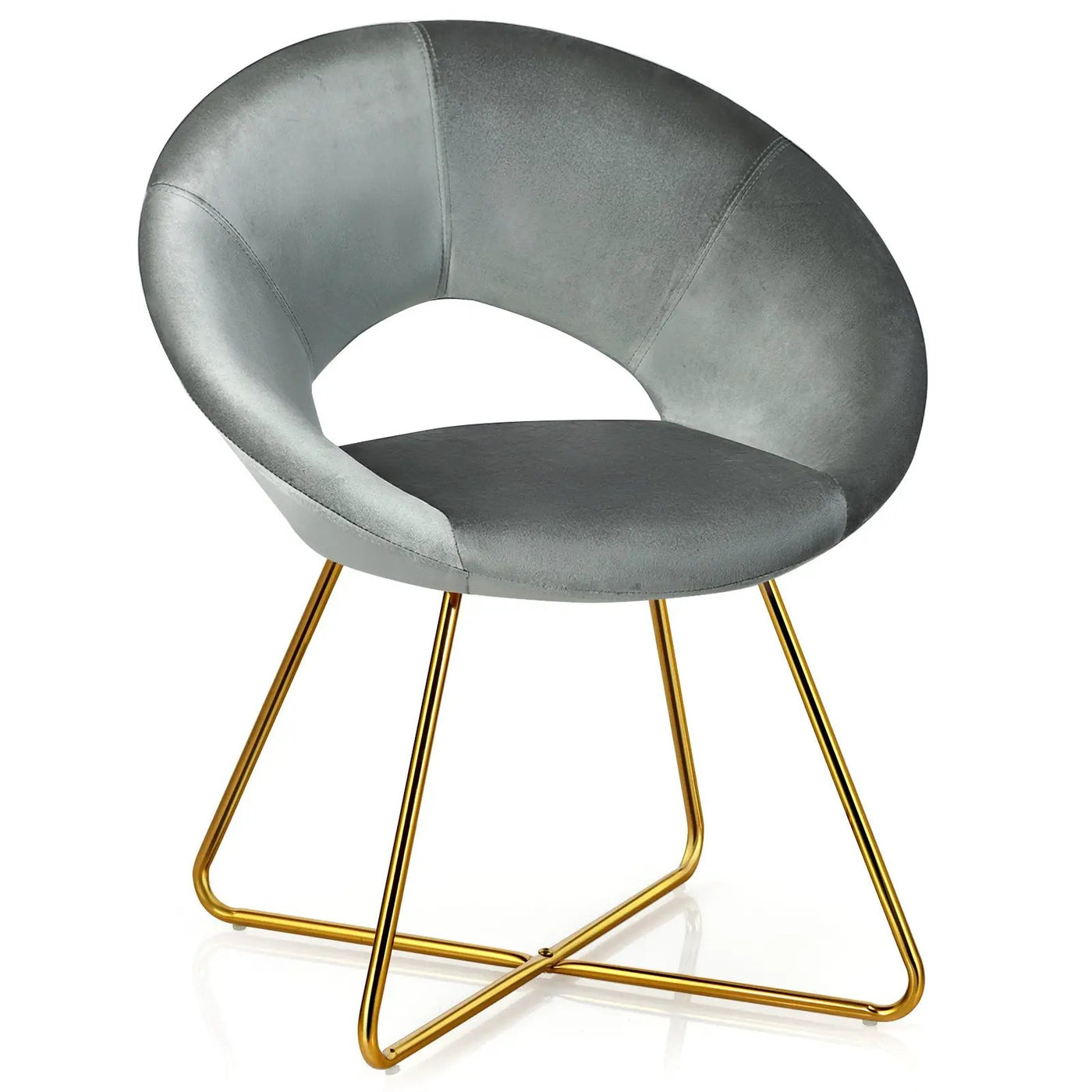 Modern Accent Velvet Dining Arm Chair with Golden Metal Legs and Soft Cushion by DirectDeals