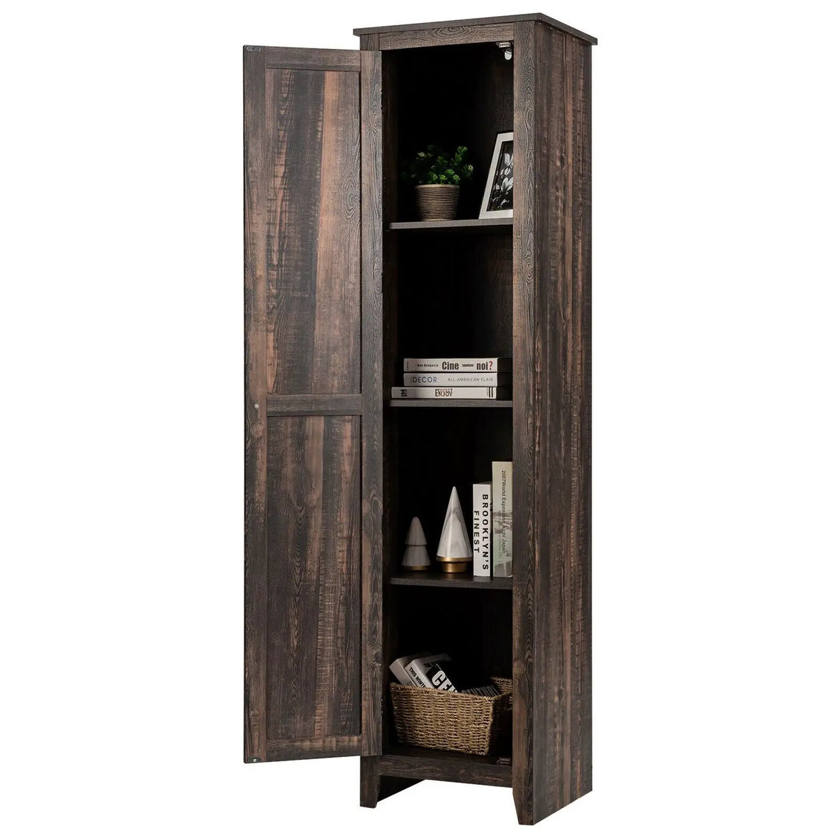 Linen Tower Bathroom Storage Cabinet Tall Slim Side Organizer with Shelf by DirectDeals