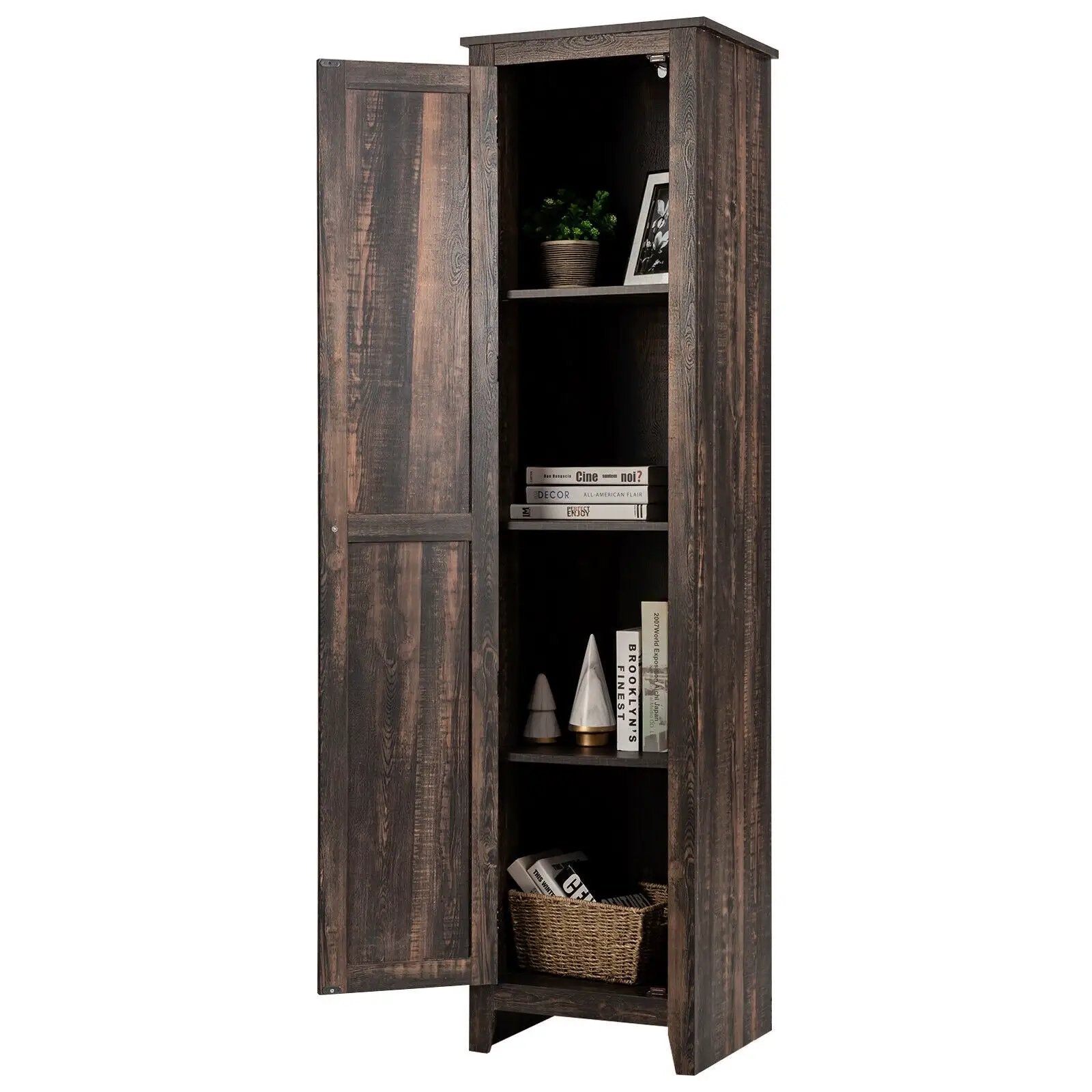 Linen Tower Bathroom Storage Cabinet Tall Slim Side Organizer with Shelf by DirectDeals