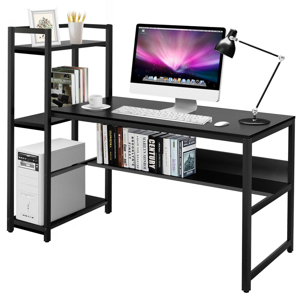 59-Inch Computer Desk Home Office Workstation 4-Tier Storage Shelves by DirectDeals