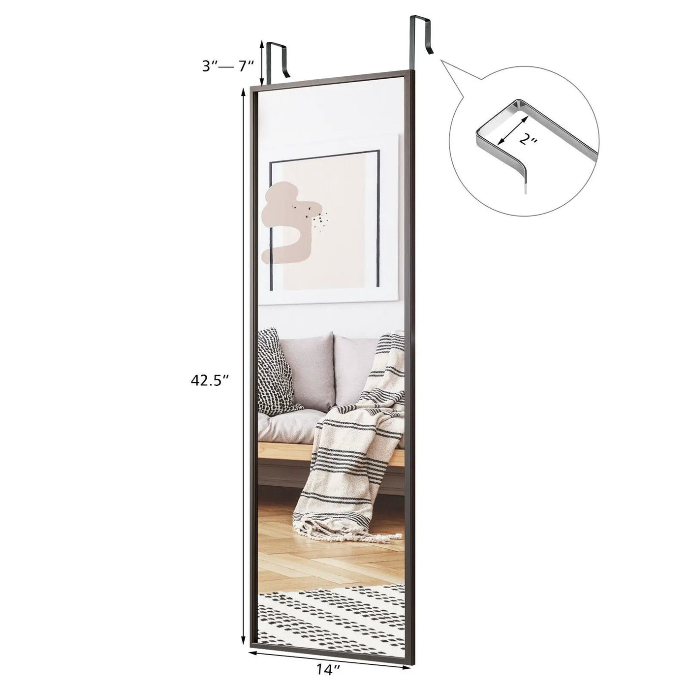 Full Length Metal Door Mirror with Adjustable Hook by DirectDeals