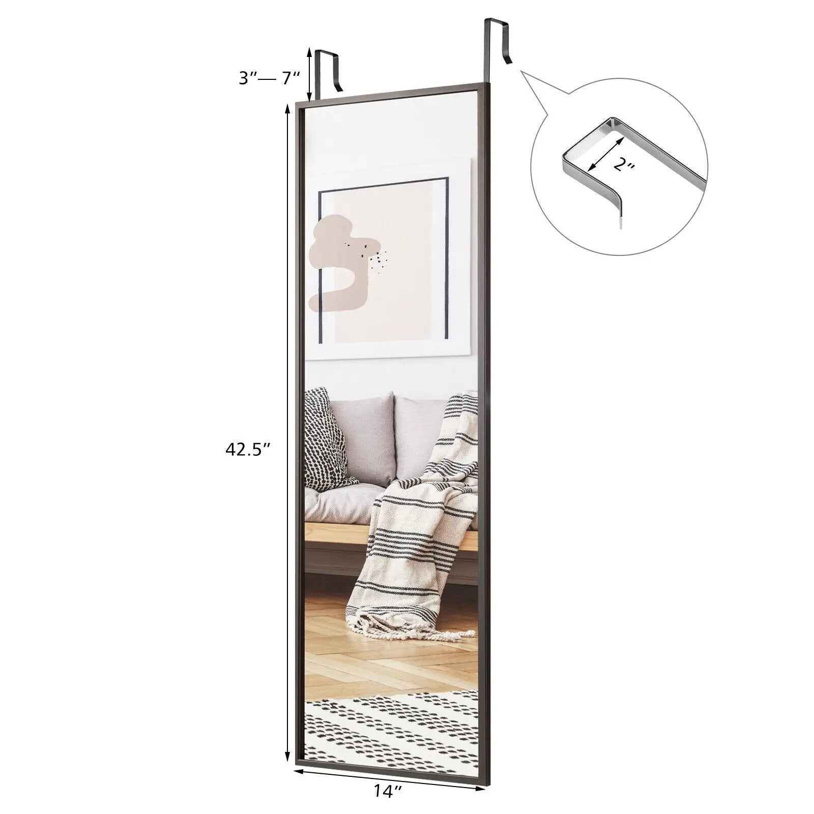 Full Length Metal Door Mirror with Adjustable Hook by DirectDeals
