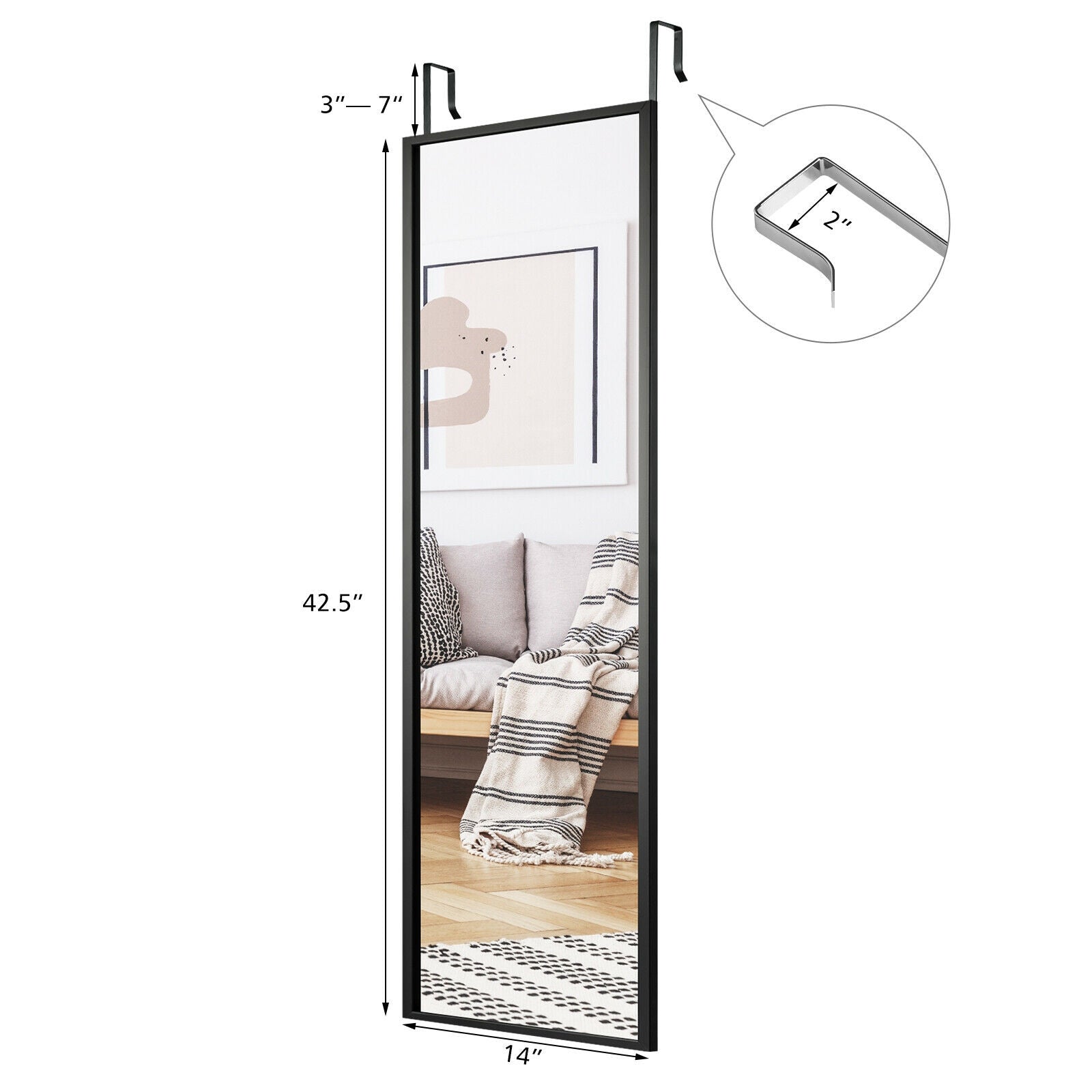 Full Length Metal Door Mirror with Adjustable Hook by DirectDeals