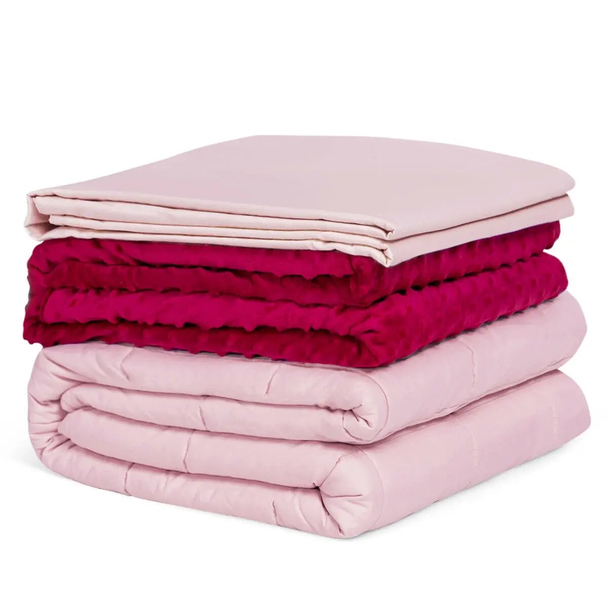 10lbs 3 Pieces Heavy Weighted Duvet Blanket-Pink by DirectDeals