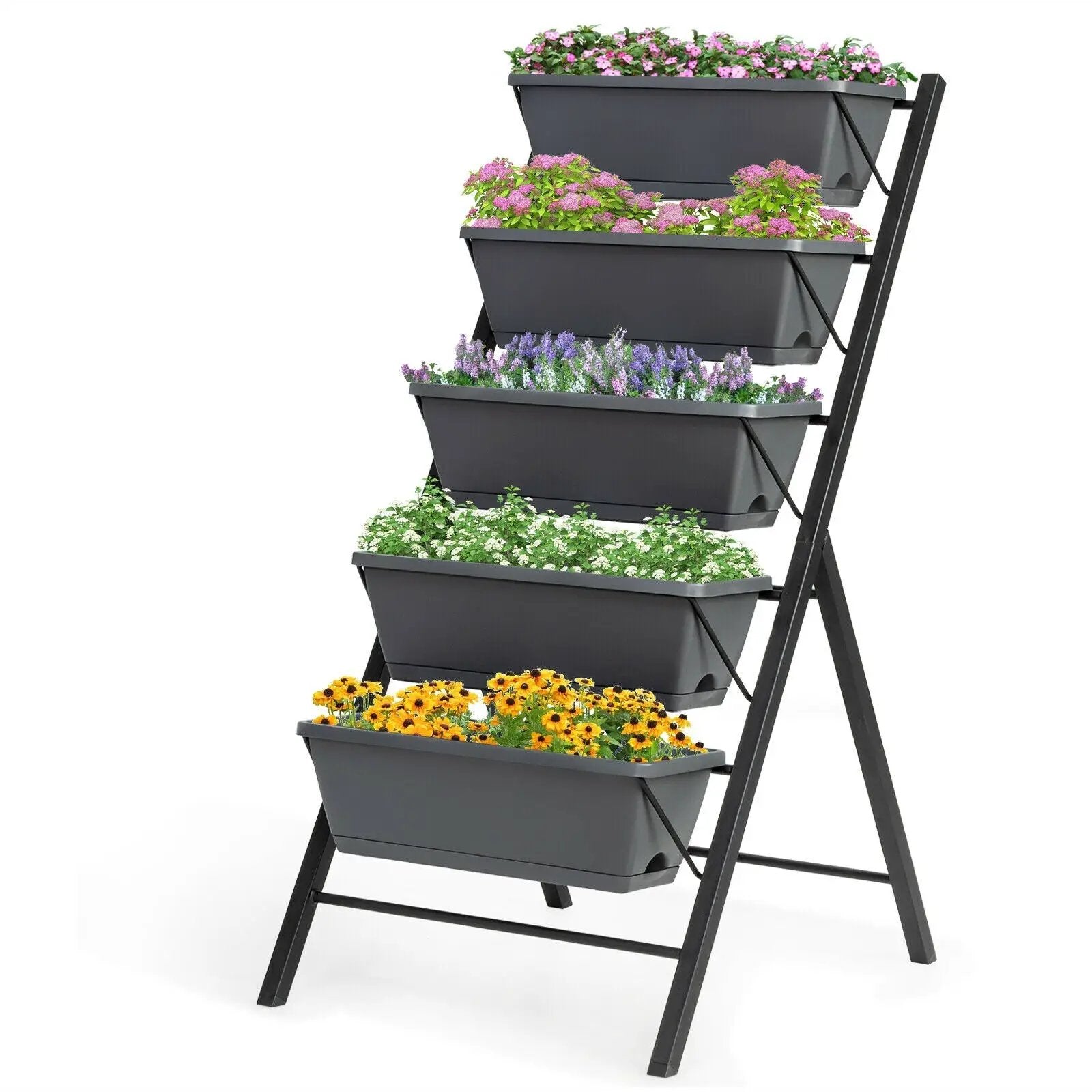 5-Tier Raised Garden Bed with Water Drainage for Flowers Vegetables by DirectDeals