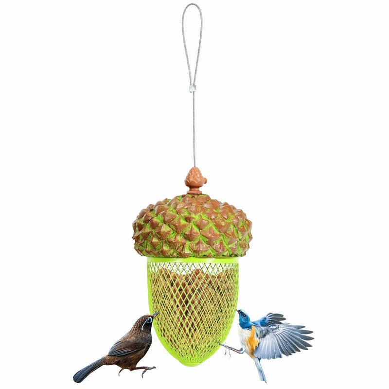 Metal Acorn Wild Bird Feeder Outdoor Hanging Food Dispenser for Garden Yard-Brown by DirectDeals