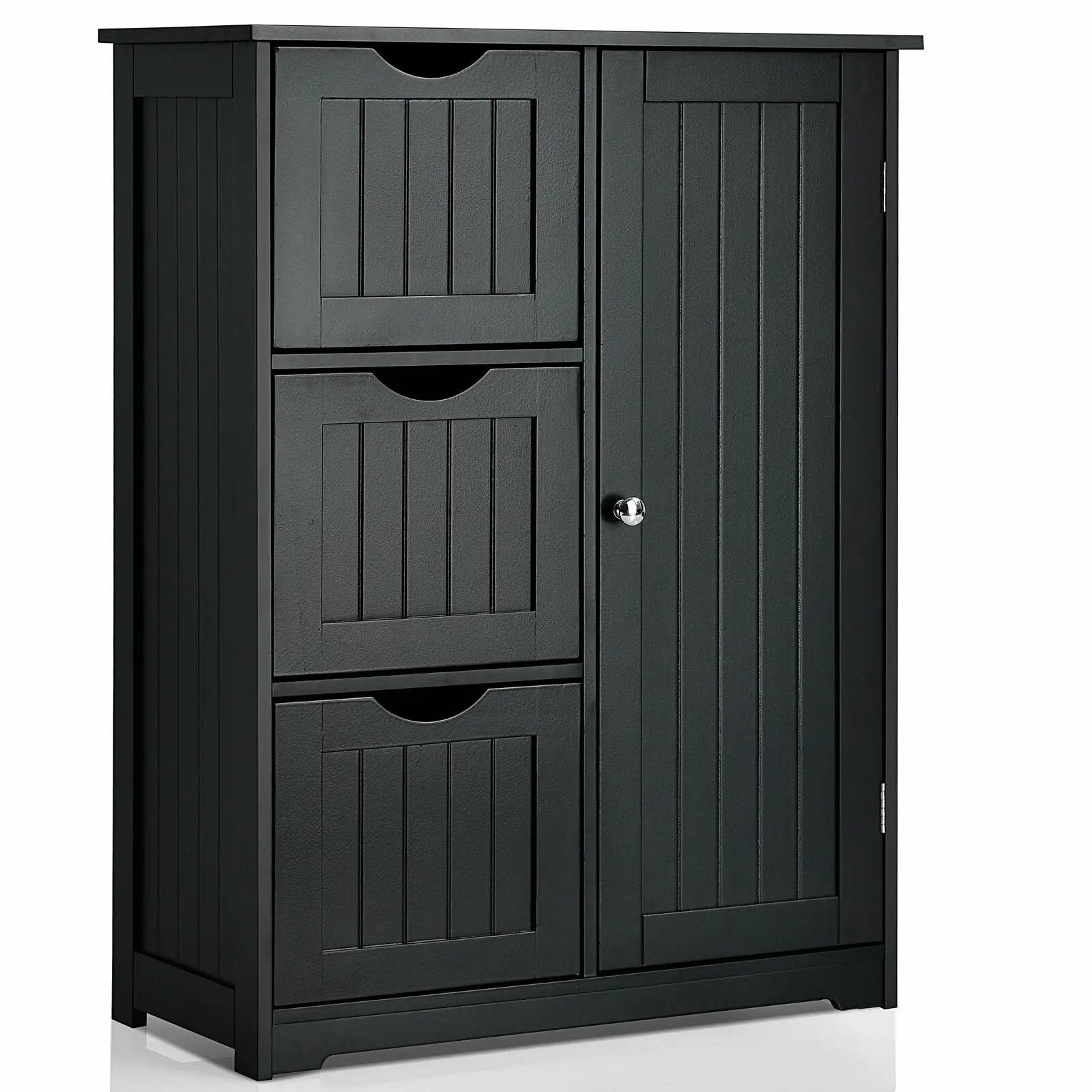 Bathroom Floor Cabinet Side Storage Cabinet with 3 Drawers and 1 Cupboard by DirectDeals