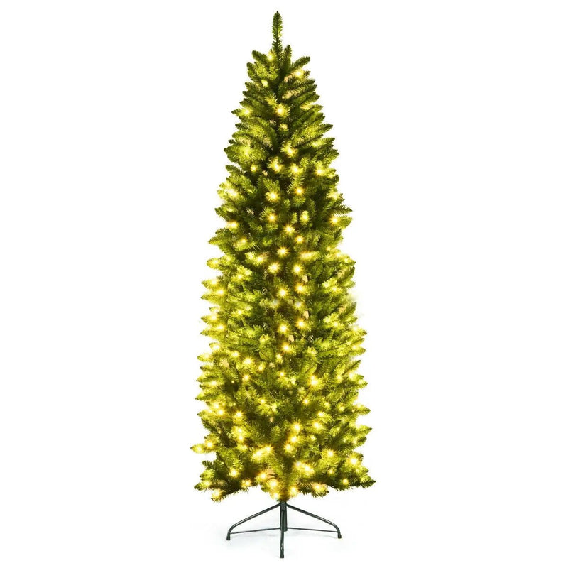 6 Feet PVC Hinged Pre-lit Artificial Fir Pencil Christmas Tree with 150 Lights by DirectDeals
