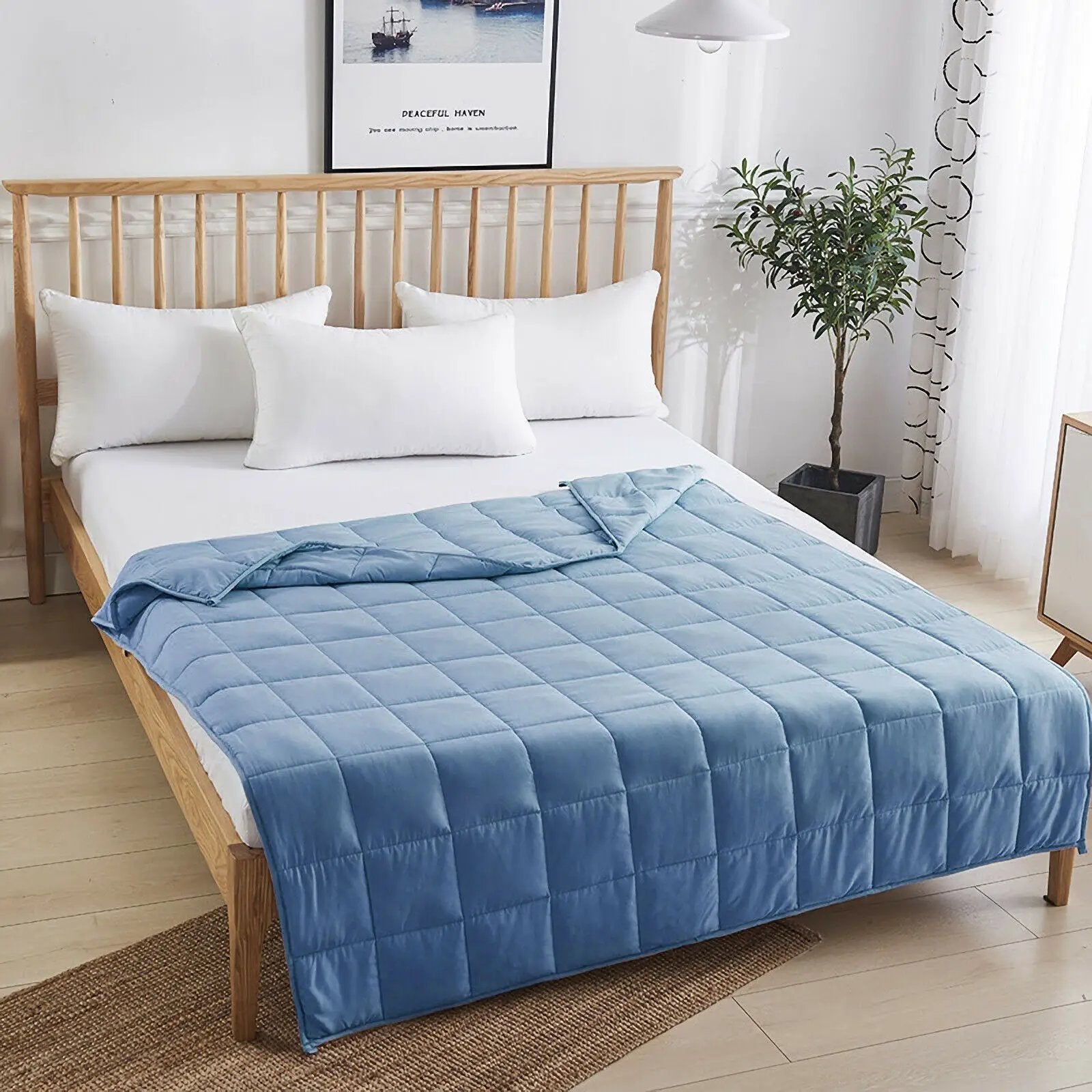 48 x 72 Inch Heavy Weighted 20lb Natural Bamboo Fabric Blanket-Blue by DirectDeals