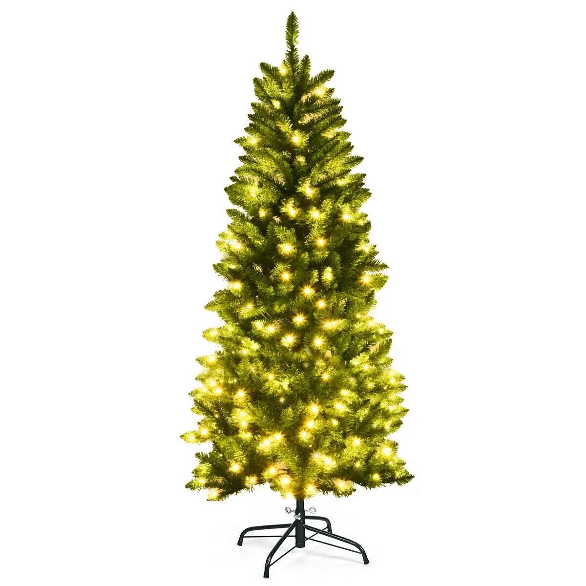 6 Feet PVC Hinged Pre-lit Artificial Fir Pencil Christmas Tree with 150 Lights by DirectDeals