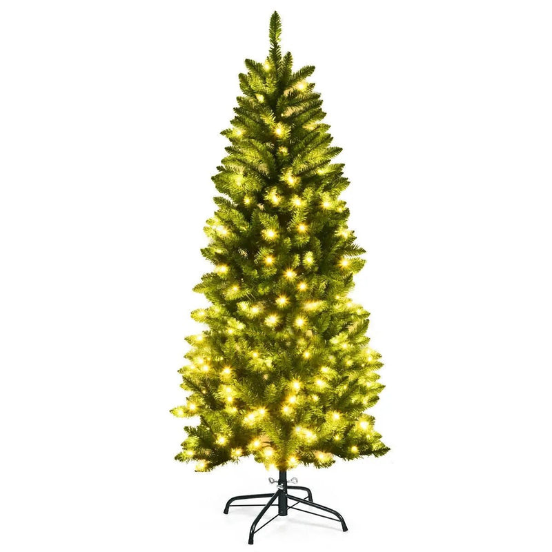 6 Feet PVC Hinged Pre-lit Artificial Fir Pencil Christmas Tree with 150 Lights by DirectDeals