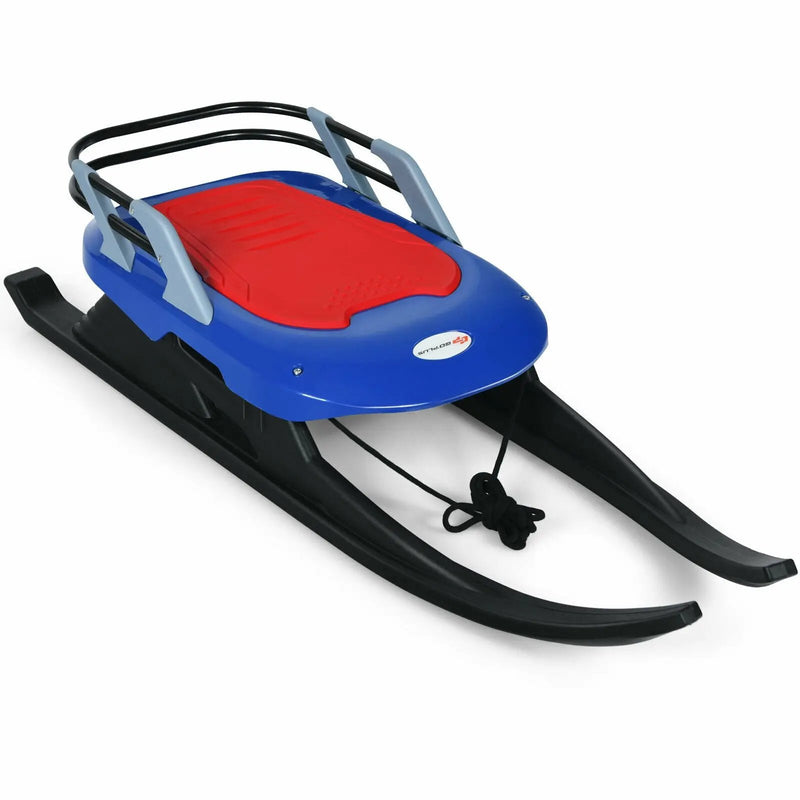 Folding Kids' Metal Snow Sled with Pull Rope Snow Slider and Leather Seat by DirectDeals