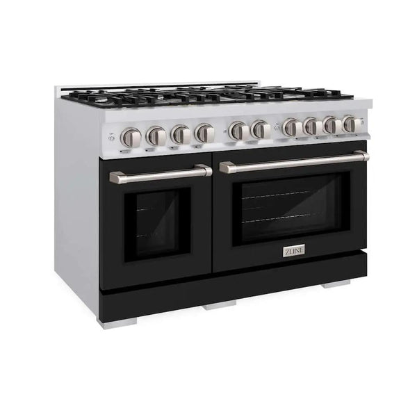 ZLINE 48" Select Gas Range Gas Convection Gas Oven Stainless Steel Black Matte Door HGR-BLM-48