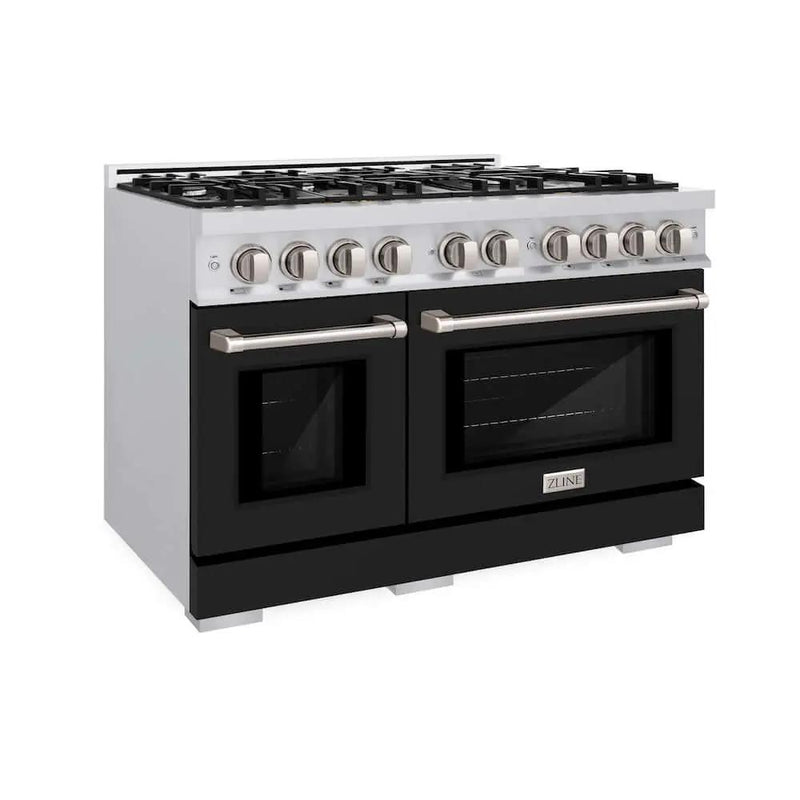 ZLINE 48" Select Gas Range Gas Convection Gas Oven Stainless Steel Black Matte Door HGR-BLM-48 by Farmhouse Kitchen and Bath