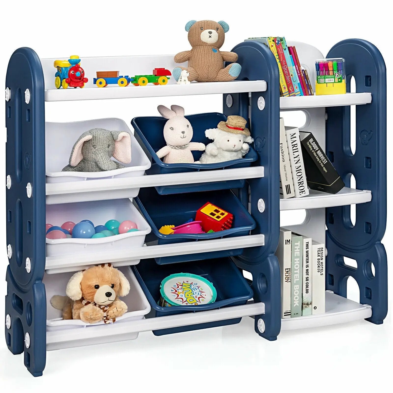 Kids Toy Storage Organizer with Bins and Multi-Layer Shelf for Bedroom Playroom by DirectDeals