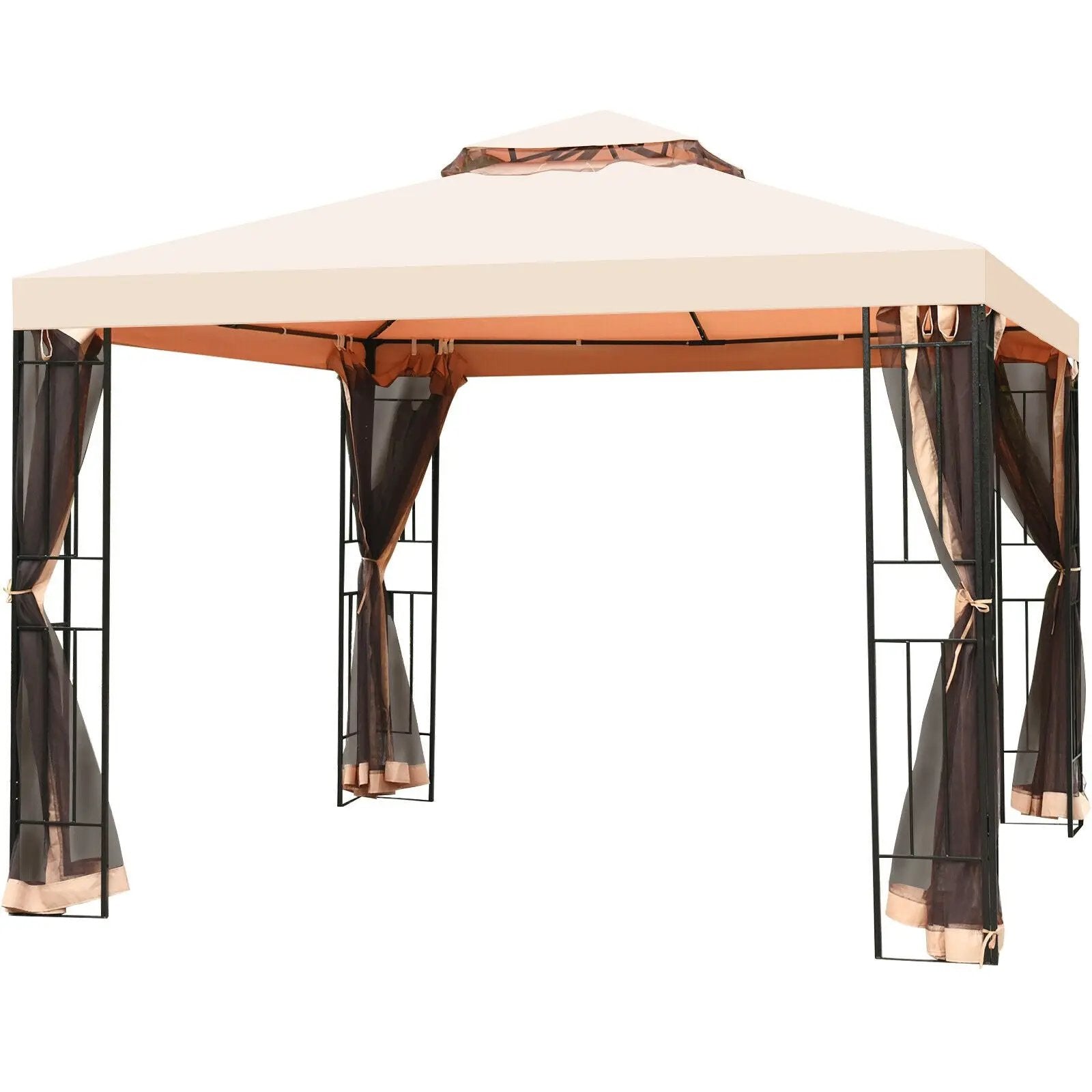 10 x 10 Feet 2-Tier Vented Metal Canopy with Mosquito Netting by DirectDeals