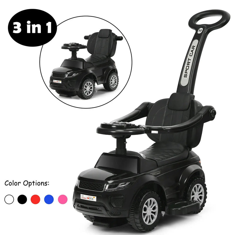 3 In 1 Ride on Push Car Toddler Stroller Sliding Car with Music-Blue by DirectDeals