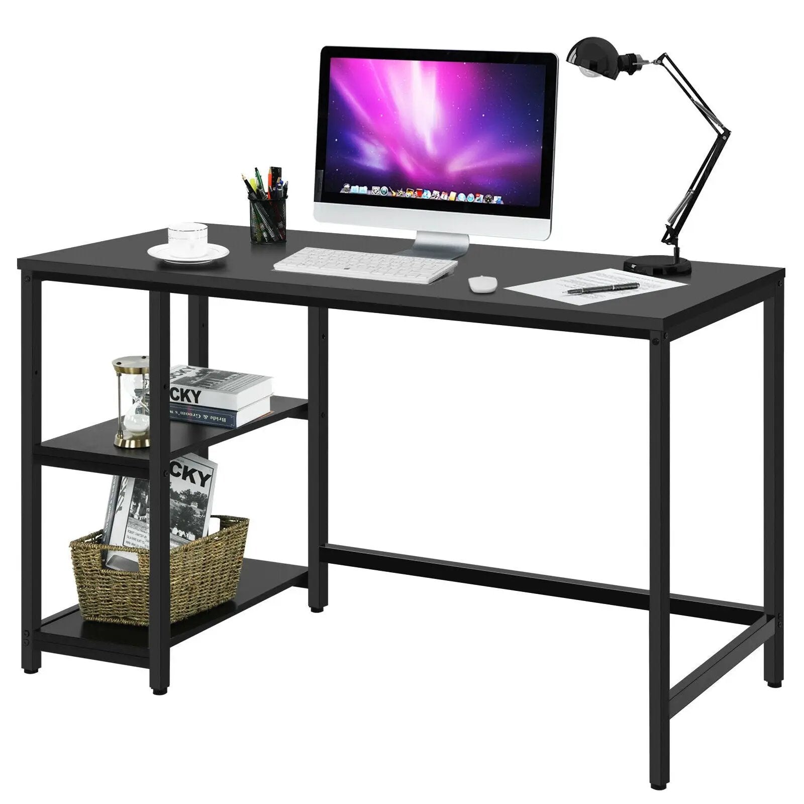 47 Inch Computer Desk Office Study Table Workstation Home with Adjustable Shelf Black by DirectDeals