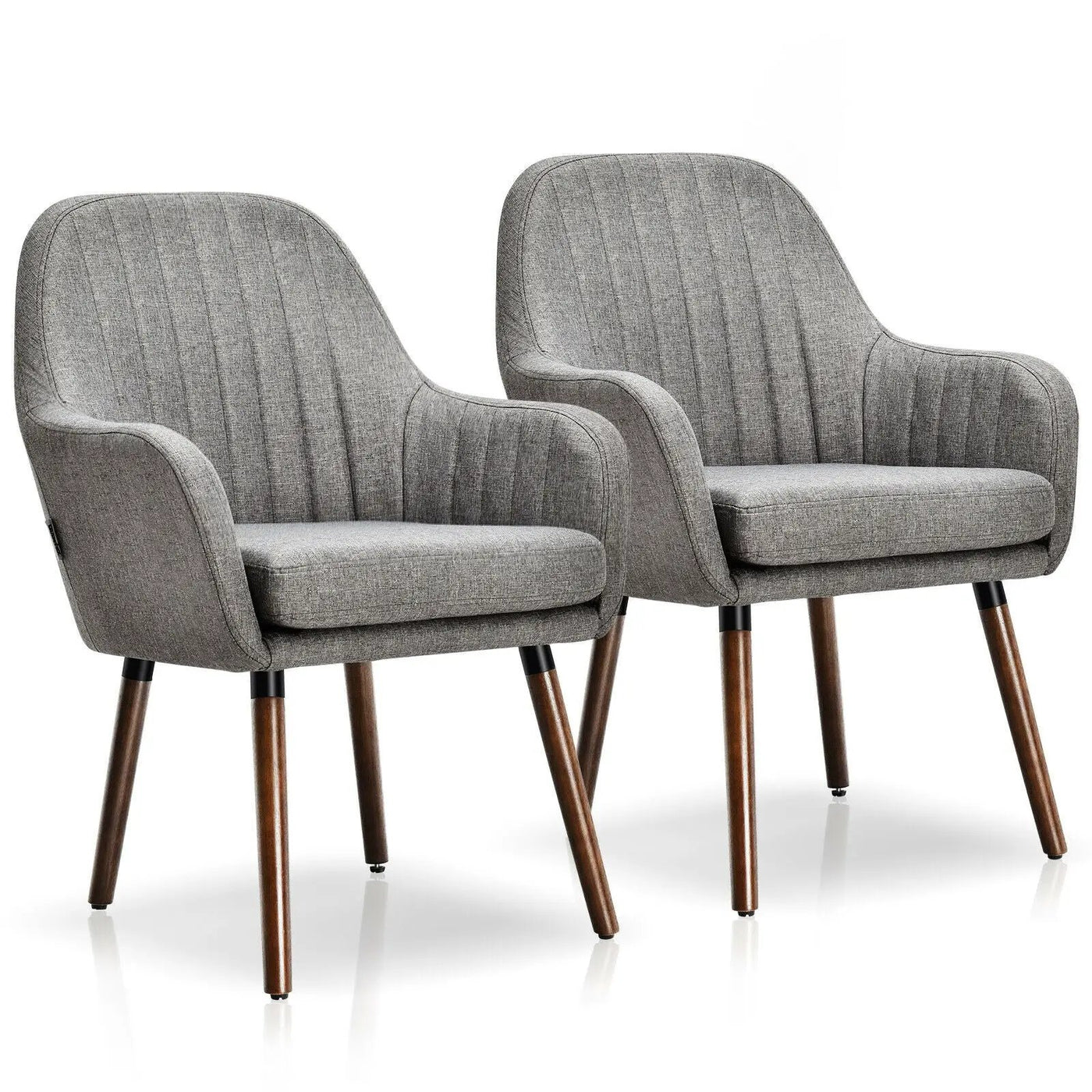Set of 2 Fabric Upholstered Accent Chairs with Wooden Legs by DirectDeals