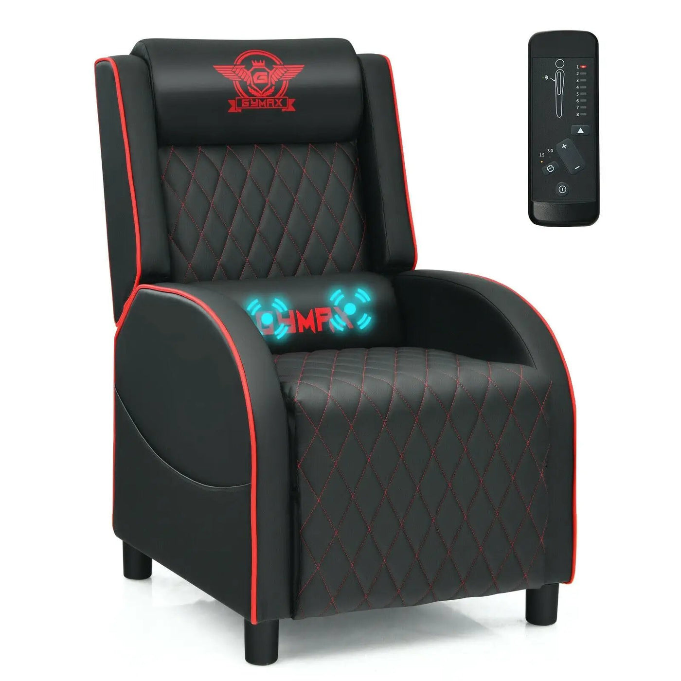Massage Gaming Recliner Chair with Headrest and Adjustable Backrest for Home Theater by DirectDeals