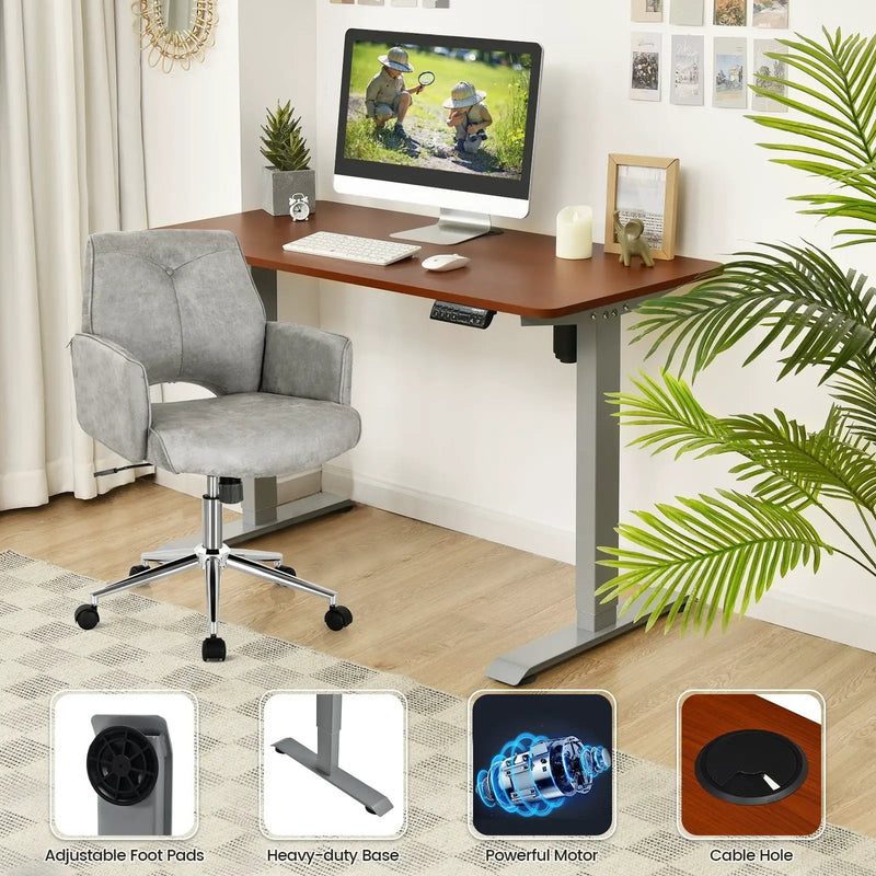 Ergonomic Leather Office Chair with Padded Armrests and Rocking Backrest by DirectDeals