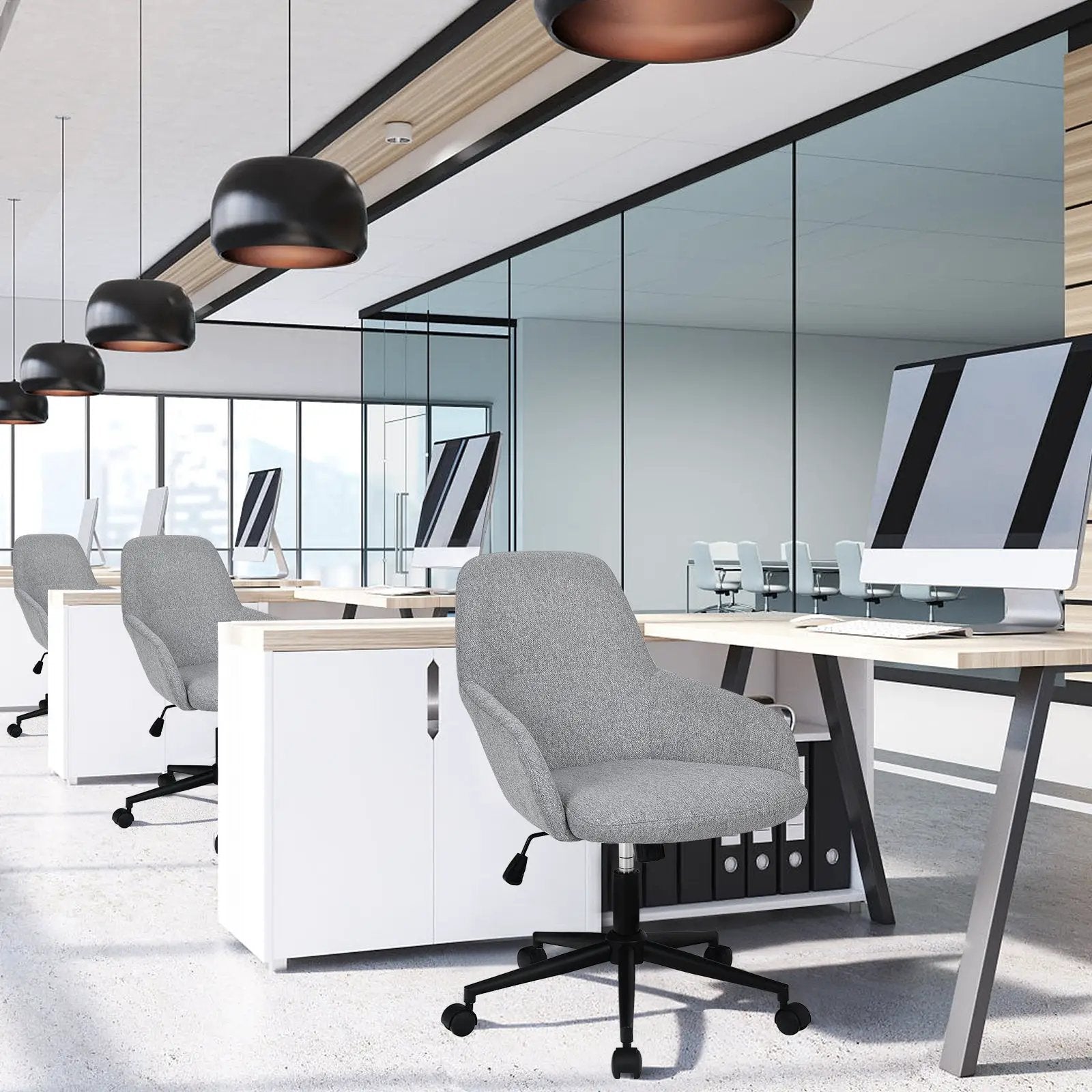 Fabric Home Office Chair with Rocking Backres-Gray by DirectDeals
