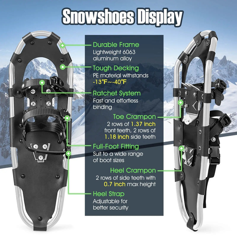 21/25/30 Inch 4-in-1 Lightweight Terrain Snowshoes with Flexible Pivot System by DirectDeals
