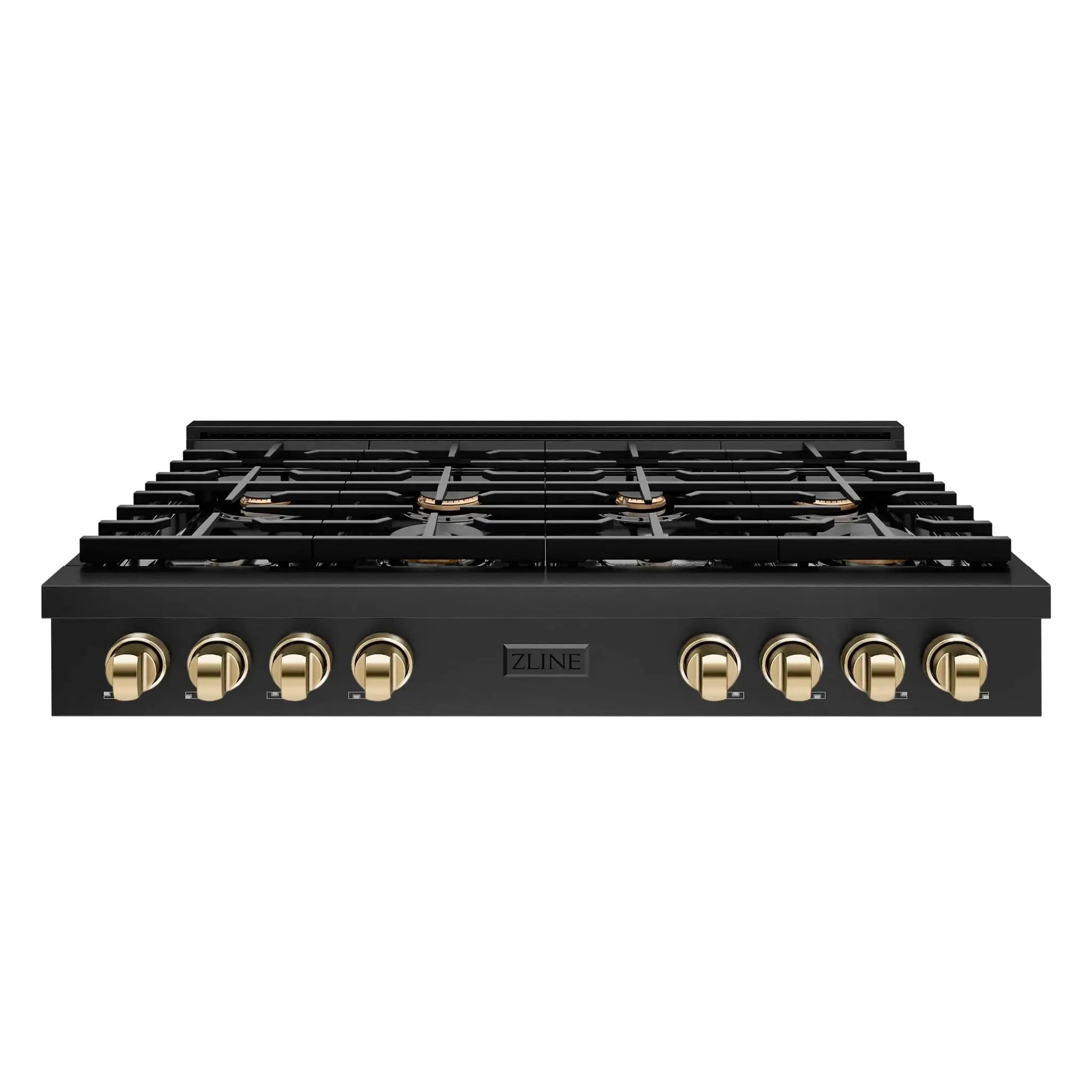 ZLINE 48" Paramount Gas Rangetop Black Stainless Steel Polished Gold SRTBZ-48-G by Farmhouse Kitchen and Bath