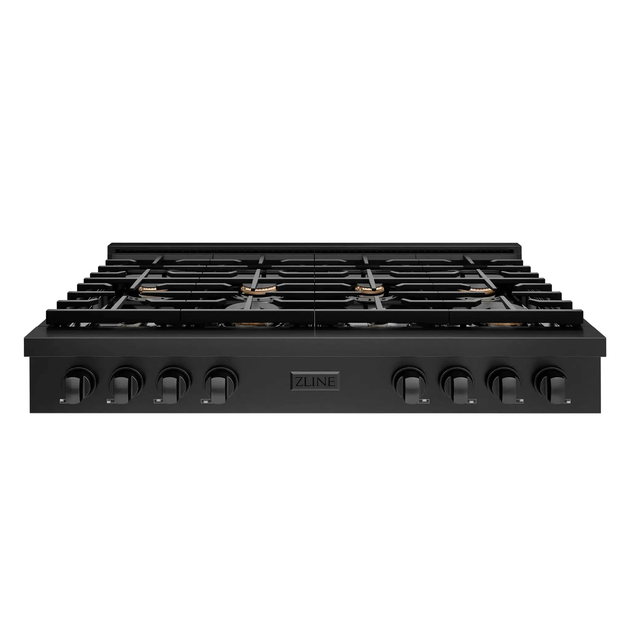 ZLINE 48" Paramount Gas Rangetop Black Stainless Steel Brass Burners SRTB-BR-48 by Farmhouse Kitchen and Bath