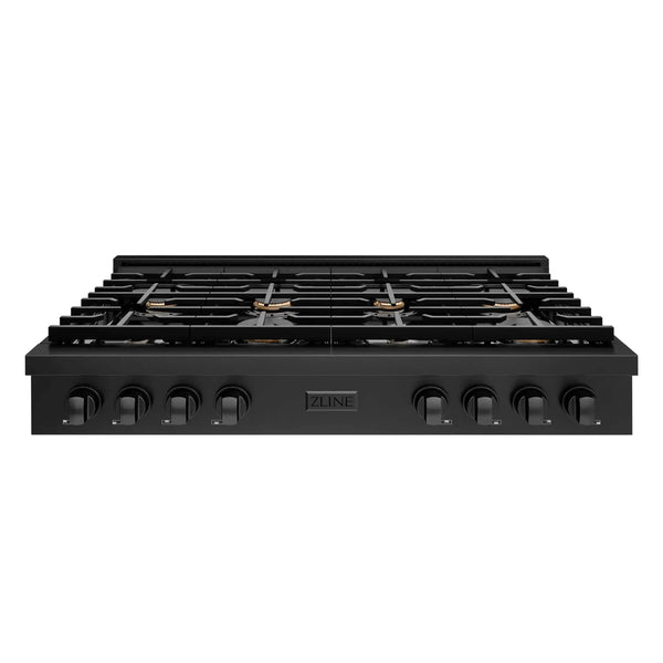 ZLINE 48" Paramount Gas Rangetop Black Stainless Steel Brass Burners SRTB-BR-48