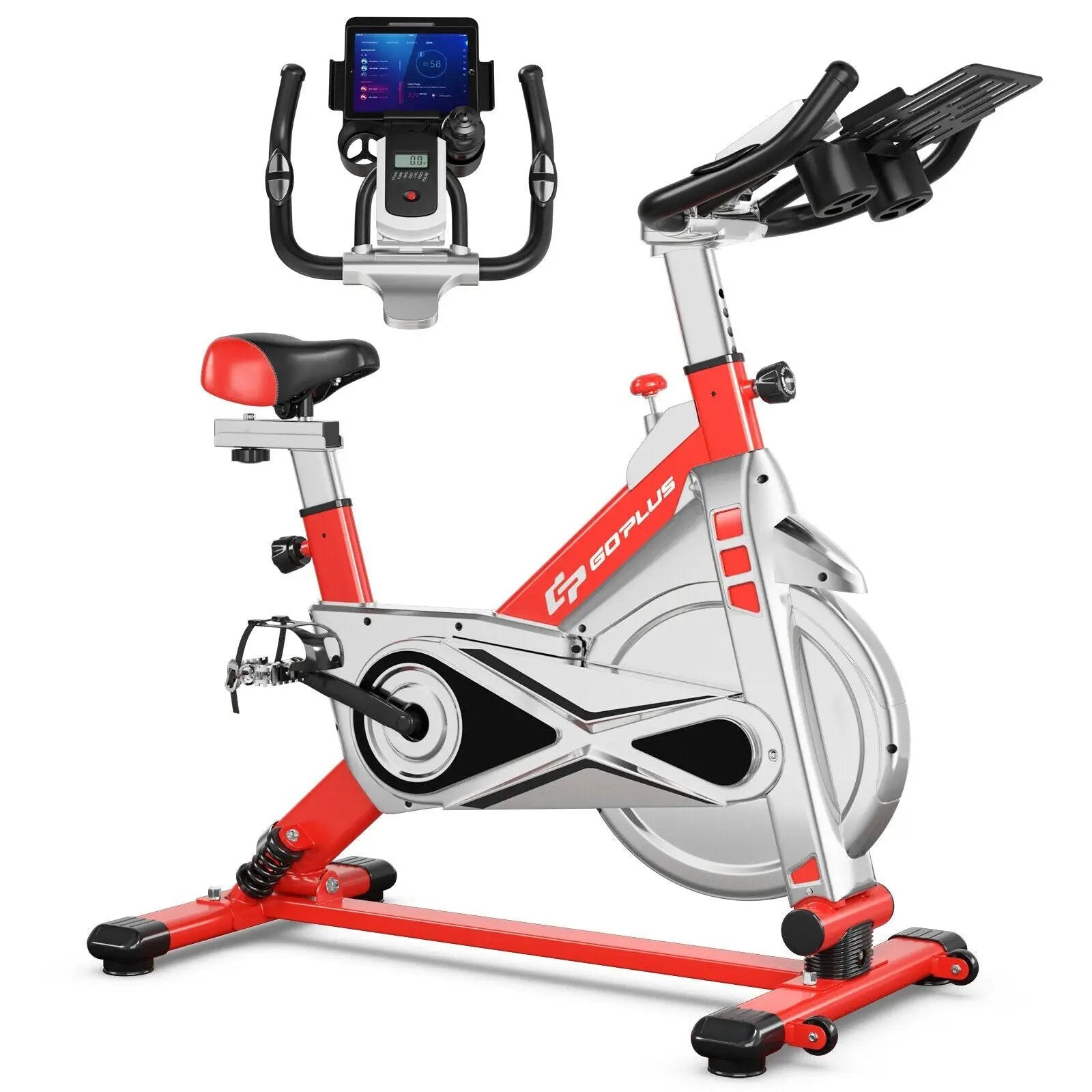 Stationary Silent Belt Adjustable Exercise Bike with Phone Holder and Electronic Display by DirectDeals