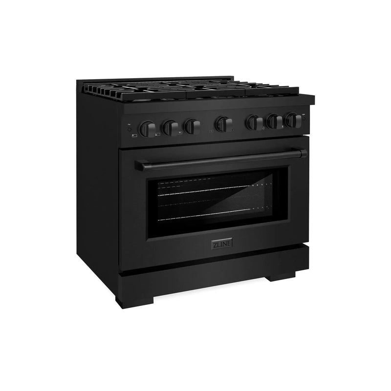 ZLINE 36"Paramount Dual Fuel Range Black Stainless Steel, SDRB-36 by Farmhouse Kitchen and Bath