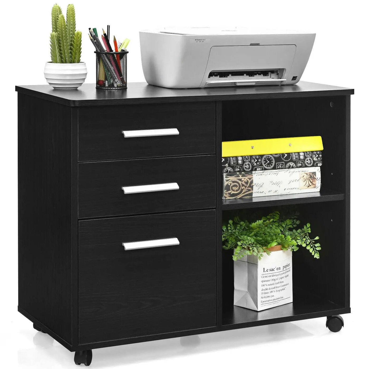 3-Drawer Mobile Lateral File Cabinet Printer Stand by DirectDeals