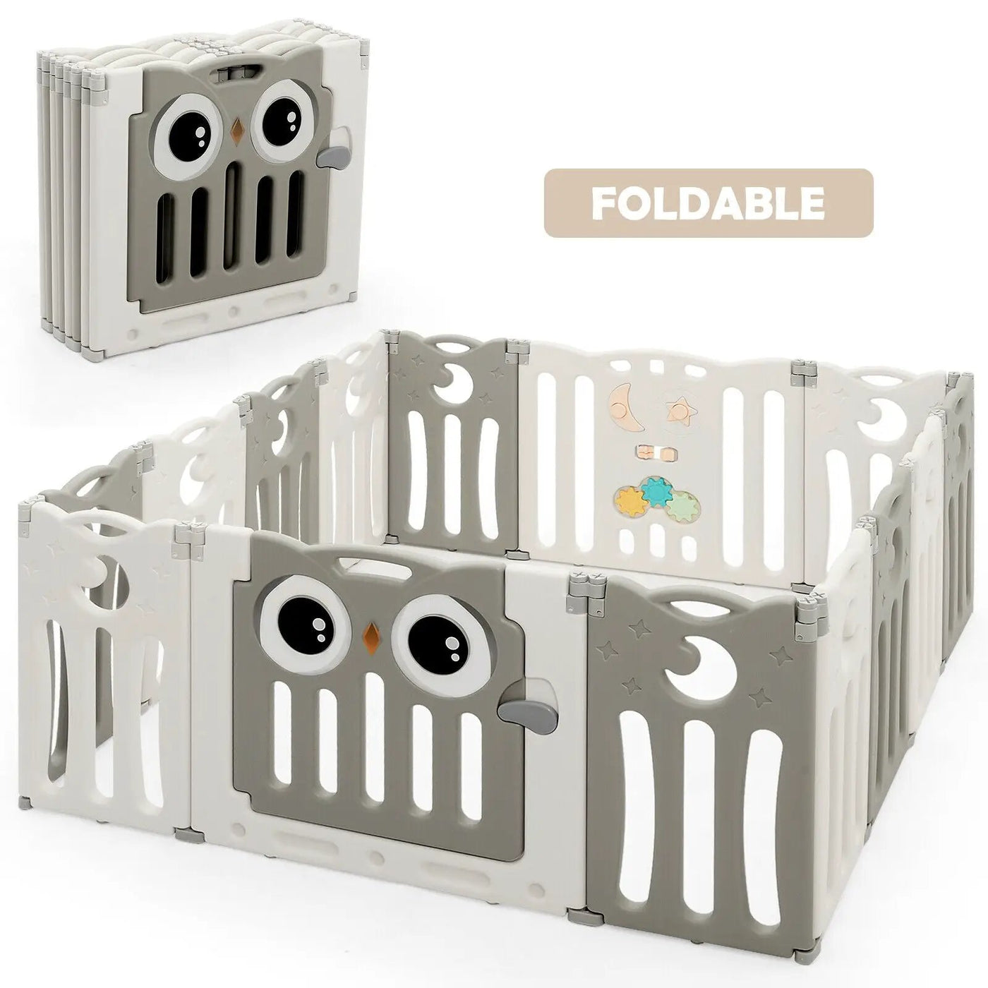 14-Panel Baby Playpen Kids Activity Center Foldable Play Yard with Lock Door by DirectDeals